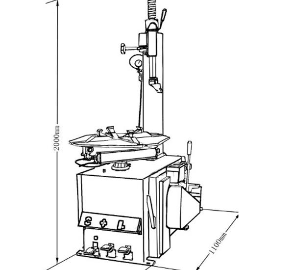 Dimensions - RB202 avec bras d'assistance