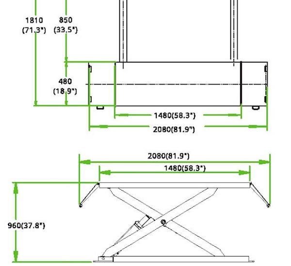 Dimensions Pont ciseaux - ASL25